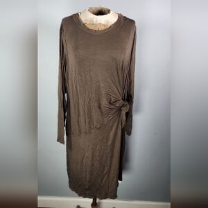 New Dia & Co MERI SKYE Super Soft Tan Long Sleeve Dress 1X